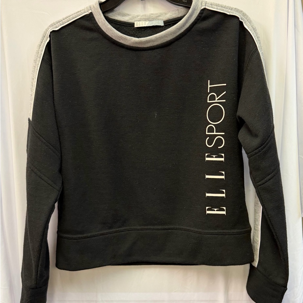 Elle Sport Women's Black Crewneck Sweatshirt with Contrast Trim